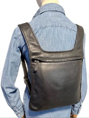 Minimalist Black Leather Backpack for Women